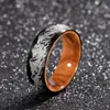 8mm Cascade Mountains Scene Ring Wooden Mens Wedding Band Black Olive Anniversary 231220