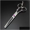 Ciseaux de cheveux Titan outils de barbier professionnels ciseaux à cheveux fleur pourpre fleur de prunier poignée ciseaux de coiffure livraison directe cheveux Dh7G2