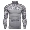 Magliette da uomo Magliette militari mimetiche Cerniera Stand Collo Esercito Tattico Sport all'aria aperta Top atletici Manica lunga