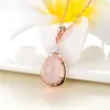 Pendentif Colliers Ociki Rose Gold Couleur Ross Quartz CZ Rose Opal Collier Colliers Pour Femmes Filles Cadeau Drop Sweet Bijoux