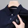 Polos masculinos algodão polo camisa 2023 verão lapela embroid impressão manga curta coreano tendência de negócios moda coagulação