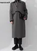 Mauroicardi automne hiver long Trench-coat de laine gris doux mouleux Men de luxe Mélange de laine de luxe Vêtements de créateurs de luxe 231221