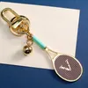 Designer Tennis Racket Keychain Luxurys Metal Ball Pendant Lover Keychains Female Mens Mini Racket Car Carabiner Key Chains 4 Colors Keys Ring