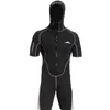 Roupa de banho feminina 3mm neoprene mergulho terno masculino uma peça manga curta com capuz zíper frontal quente e protetor solar surf