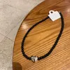 Anhänger Halskette Youngx Koreanisch süße schwarze Perlen Herz Halskette für Frauen elegante leichte Luxuskristall -Choker -Trendschmuck Geschenk