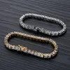 Bracelet de chaîne de tennis plaqué or 18 carats Hip Hop Zircon 2 5-6 mm diamant glacé à une rangée pour hommes femmes chaînes cubaines rappeur Jewel282b