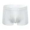 Cuecas homens algodão roupa interior boxer shorts u convexo bolsa calcinha confortável briefs calças de canto plana quatro