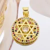 Charms Juya 18k Real Gold Plated Handmade Colorful Star of David för DIY Mezuzah Judism Talisman Religious smycken