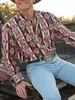 Streetwear Men's Vintage randiga skjortor Spring Casual Long Sleeve Buttoned Lapel Topps Cardigan Leisure Mens Clothing Shirt