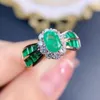 Cluster Rings Natural Real Green Emerald Ring Per Jewelry 4 6mm 0.5ct Gemstone 925 Sterling Silver Fine J23886