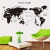 Black World Trip Map Vinyl Vinyl Wall Stickers For Kids Room Home Decor Office Office Art Decals 3d Paper peint salon Décoration de chambre à coucher249p