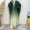 Ethnic Clothing 6Colors Abaya Dubai Robe Turkey Kimono Ramadan Eid Muslim Women Gradient Colors Bat Sleeve Dress Islamic Cardigan African