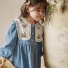 Abiti da ragazza Ragazze Primavera Autunno Manica lunga Risvolto Abito da principessa ricamato Abbigliamento per bambini Moda Bambini coreani 2-7 anni