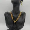 Necklace Earrings Set African Gold Plated Jewelry For Women Beads Design And 2Pcs Nigerian Accessories