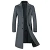 Outono e inverno casaco de lã masculino alongado europeu plus size versão coreana magro mais veludo casaco grosso 231220