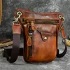 High Quality Men's Genuine Leather Waist Big leg bag motorcycle Shoulder Crossbody Bag Pack for Hips Legs men 231220