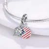 Silver Eagle et America Flag penche 925 STERLING Silver Statue of Liberty Charm Beads Fit Pando Bracelet Collier Bijoux DIY