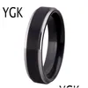 Anneaux de mariage YGK Bijoux 6mm Matte Center / Noir / Bleu / Rose / Sier Step Bague en tungstène pour hommes femmes marié livraison directe Otrzr