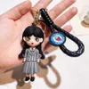 3D KeyChain PVC onsdag Addams Keychain American Cool Addams Family Keychain Doll Toy