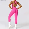 Active Sets Seamless One-Piece Women's Yoga Suit Dance Belly Tightening Fitness Workout Set Stretch Bodysuit Gym Clothes Push Up SportswearL231221