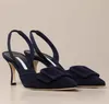 Famose donne Maysli Sandali Designer Scarpe blu navy in pelle scamosciata Lady Slingback Décolleté a punta Fibbia-dettaglio Lady Party Wedding Tacchi alti a spillo EU35-43 Box