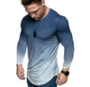 Maglietta da ginnastica Hirigin Men039s gradiente slim muscolo vestito a maniche lunghe di cotone a maniche lunghe Thirt maschi gradiente casual top ploro per gradiente casual m3557157