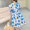 Dziewczyna sukienki Ubrania dla dzieci Słodka niebieska sukienka księżniczki Sukienka Summer Letni sznur