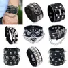 2024 Bangle diverse stili Skull Skeleton Chain Spikes Stullo Rivet Wide PU PUNK ROCK GOTICO ROCCIA GEGNO UNISEX MENI GIOITÀ BRACETHL231