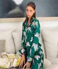 HiLoc Animal Print Pajama Feminino Summer Nightwear Trouser Suits Satin Set Woman 2 Pieces Long Sleeve Sleep Tops Nightie 210831103501999