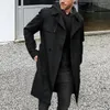 Heren Trench Coats Pockets Belt Men Coat met dubbele breasted lange slanke fit reverswindschakeling met voor de herfst/winter