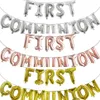 1set First Holy Communion Gold Balloons Bunting Banner Religious 1st Confirmation Christening Wall Decoration Po Props Ballon L167C