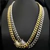 14k 18k Gold Plated Mans Bracelet 10mm Miami Cuban Link Chain Stainless Steel Necklace Wholesale