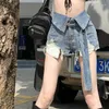 Womens Jeans Fashion Holes High Waist Wide-leg Denim Shorts Sexy Ripped Women