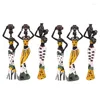 Flaskor 6st Retro Vase African Woman Staty Exotic Harts Culture Figures Set for Home El Living Room Decoration