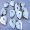 10PCSヴィンテージ14KゴールドループCZ Pave Mother of Pearl Shell Hearts Pendant-Airrings 16mm2850