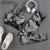 Активные наборы NORMOV Tie Dyeing Gym Set Бесшовные женские спортивные комплекты Спортивный комплект с поднятием ягодиц Женский тренировочный комплект с высокой талией Спортивный костюм Женская майка TopL231221