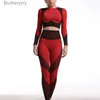 Active Sets Women's Tracksuit Red Seamless Leggings Yoga Set Sport Outfit For Woman Suit For Fitness Gym Clothing Gym Set Top Running PantsL231221