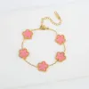 Adjustable New Design Gold Plated Stainless Steel 316L Plant Flower Bracelet With Five Leaf Petals Women's Luxury Gifts