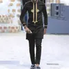 Летний банкетный мужской костюм Дашики в этническом стиле с уникальным дизайном, индивидуальный яркий топ с длинными рукавами, брюки, комплект из двух предметов 231220
