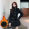 Cotton thickened double breasted suit woolen jacket tight fitting dress daily citywalk black and white belt