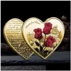 Autres fournitures de fête festives en forme de coeur Rose Saint Valentin Cadeau Pièces commémoratives en métal 52 langues Je t'aime Médaille Challen DH807