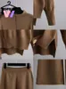 W jesiennym jesiennym szczupłym swetrze Spodnie szerokie spodni Swetki Zestawy moda elegancki temperament Pullover Dwuczęściowy zestaw na drutach 231220