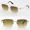 2021New Rimless Unisex Fashion Leopard Series Sunglasses Metal Driving Vintage Glasses High Quality Designer UV400 Frameless Diamo236J