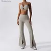 Active Set Yoga Set 2st Women's Tracksuit Dance Leisure Yoga Bra and Pants Hollow Out Sexy Back Sports Fitness Bell-Bot SportsWearl231221