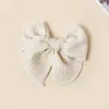 Hårtillbehör 1pc 4inch Fable Bow Baby Clips Girls Cotton Plaid Bowknot Hairpins Bows Kids Barrettes Headwear Wholesale