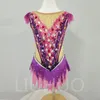 Liuhuo Rhythmic Gymnastics Leotards Girls Women Pink Competitions Artistics Gymnastics Performance Wear Quality Crystals