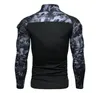 Herr t-skjortor Autumn Summer Long Sleeved T-shirt kamouflage färg som blockerar militär stil trend