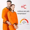 Sous-vêtements thermiques pour hommes Ensemble de sous-vêtements thermiques d'hiver pour hommes Épaississement et polaire Col rond Caleçons longs et hauts Costume de couple de protection contre le froid pour femmes 231218