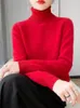 Frauenpullover Frauen Mode Merino Wolle Wolle Tops Pullover Rollkragenpullover Full Sleeve Frühling Winter Dicke Kleidung Jumper Strickwear