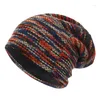 Bérets en tricot Femmes Skullies Bonsieurs Hauts d'hiver pour hommes Bonnets Caps rayés chauds Baggy femelle douce femelle mâle